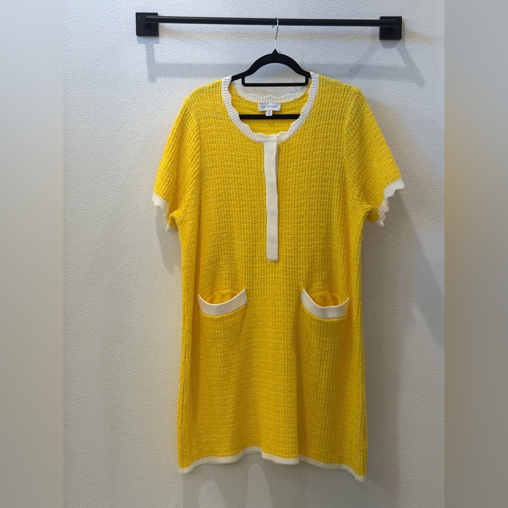 Vintage Inspired Yellow Mini Knit Retro Mod Sweater Dress XL Mad Men 1950s chic - Picture 7 of 11